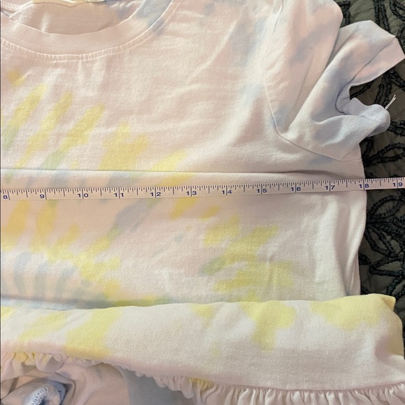 Anthropologie White Mini Dress with Pale Yellow Tie-Dye - Picture 2 of 4